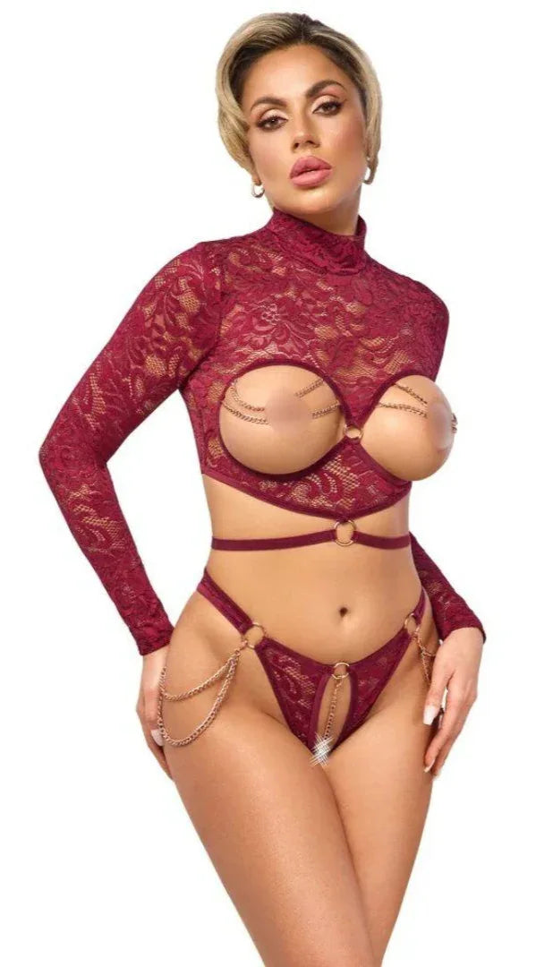 Abierta Fina - Red Lace Sexy Set | Abierta Fina - SIN&LACE | SIN&LACE