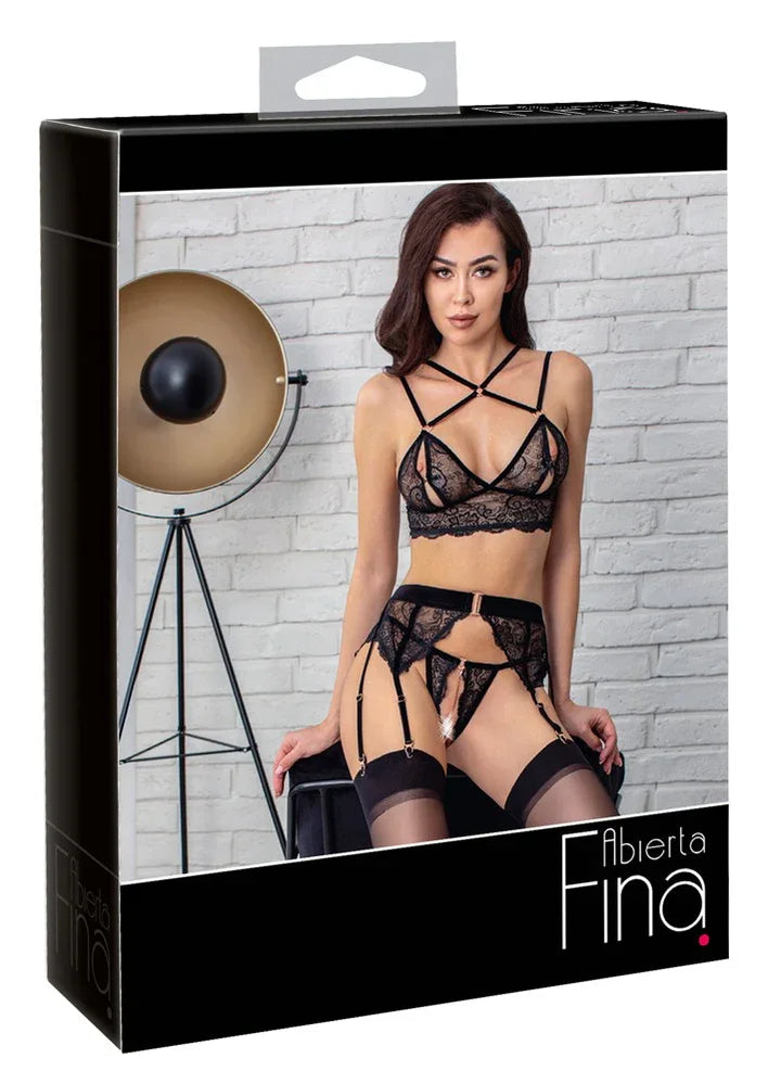 Abierta Fina - Erotic Lace Garter Set | Abierta Fina - SIN&LACE | SIN&LACE