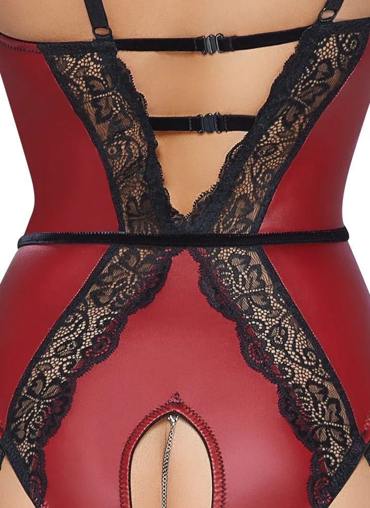 Abierta Fina - Red Lace Crotchless Body | Abierta Fina - SIN&LACE | SIN&LACE