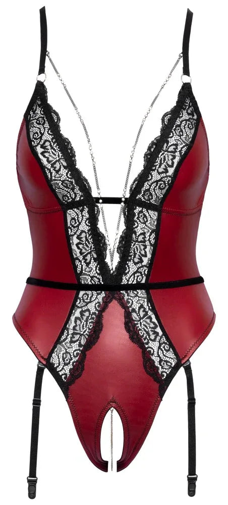 Abierta Fina - Red Lace Crotchless Body | Abierta Fina - SIN&LACE | SIN&LACE
