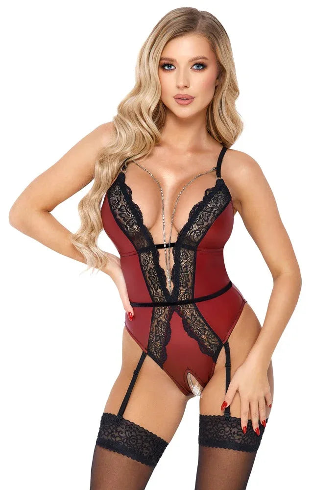 Abierta Fina - Red Lace Crotchless Body | Abierta Fina - SIN&LACE | SIN&LACE