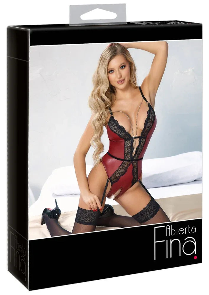 Abierta Fina - Red Lace Crotchless Body | Abierta Fina - SIN&LACE | SIN&LACE
