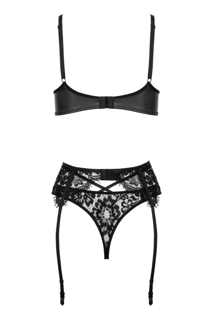 Elegante wetlook lingerieset 3-delig