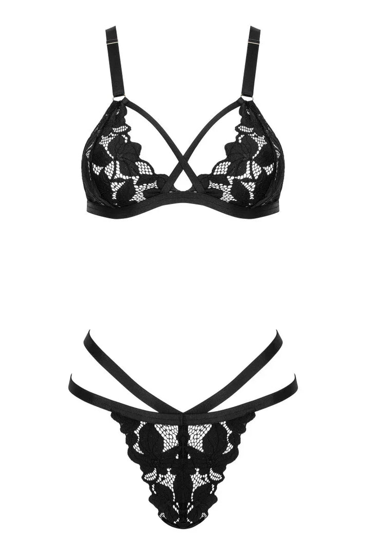 Kanten set met triangelbeha en bandjes