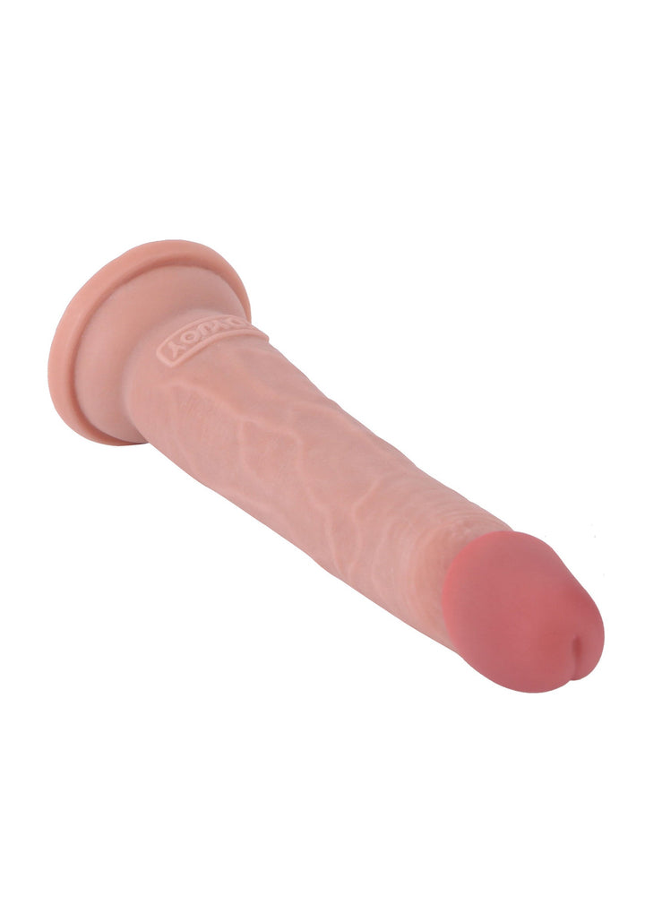 Deluxe Dual Density Dong TPE 21 cm - Huidskleur - afbeelding 7