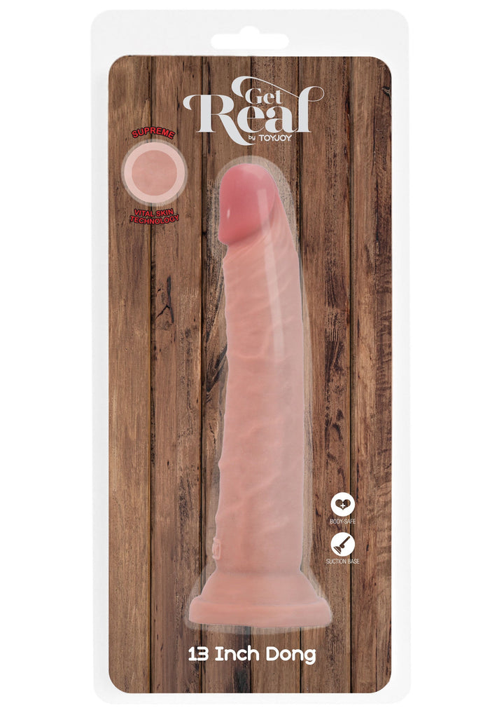 Deluxe Dual Density Dong TPE 33 cm - Huidskleur - afbeelding 3