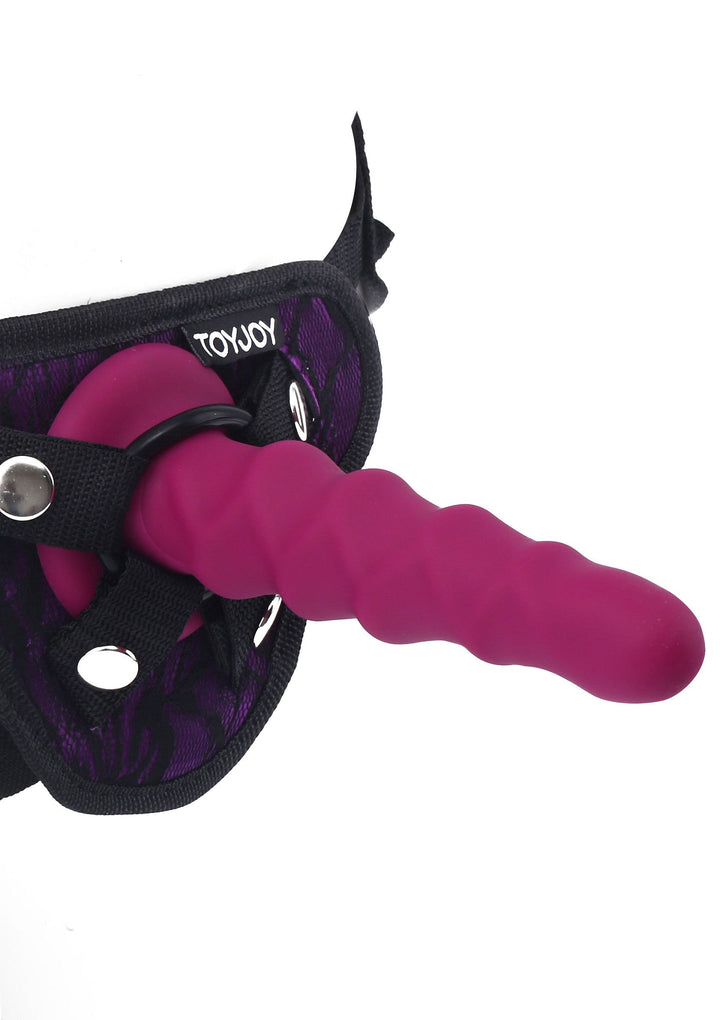 Harness Dong Ribbed Silicone 16 cm - Rood - afbeelding 2