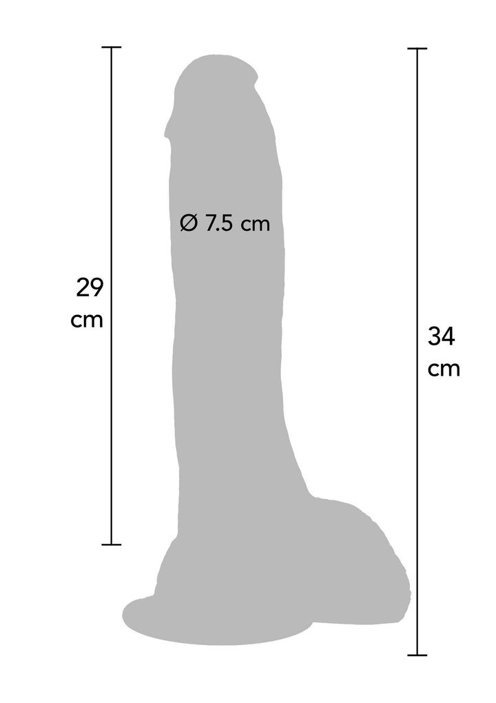 Extreme XXXL Dildo PVC 34 cm - Huidskleur - afbeelding 4