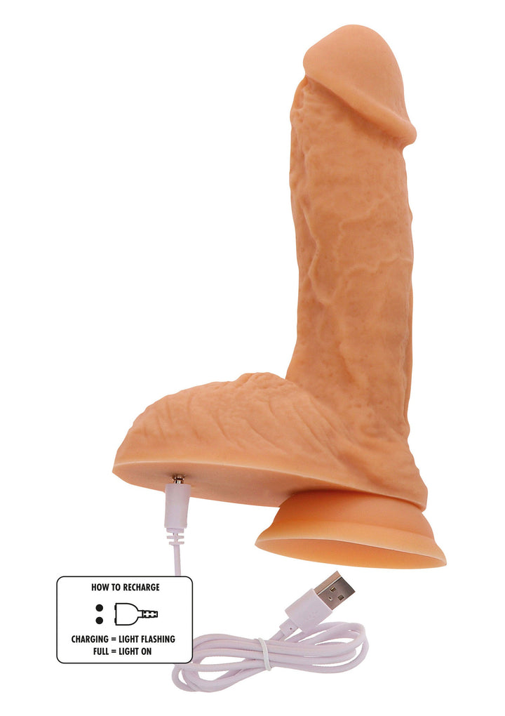 Naked Vibrating Dildo Silicone 17 cm - Huidskleur - afbeelding 6