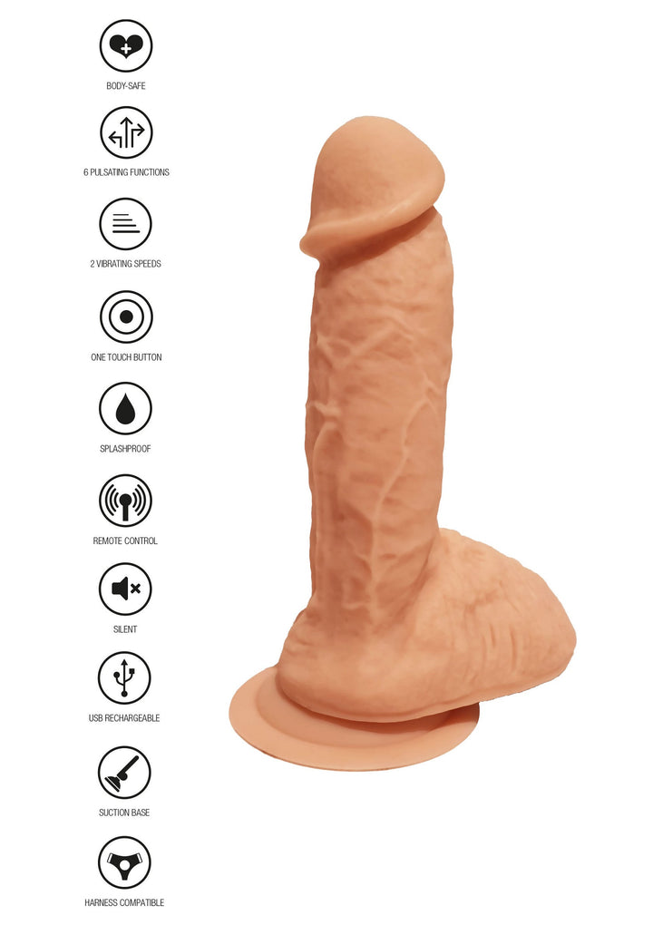 Naked Vibrating Dildo Silicone 17 cm - Huidskleur - afbeelding 5