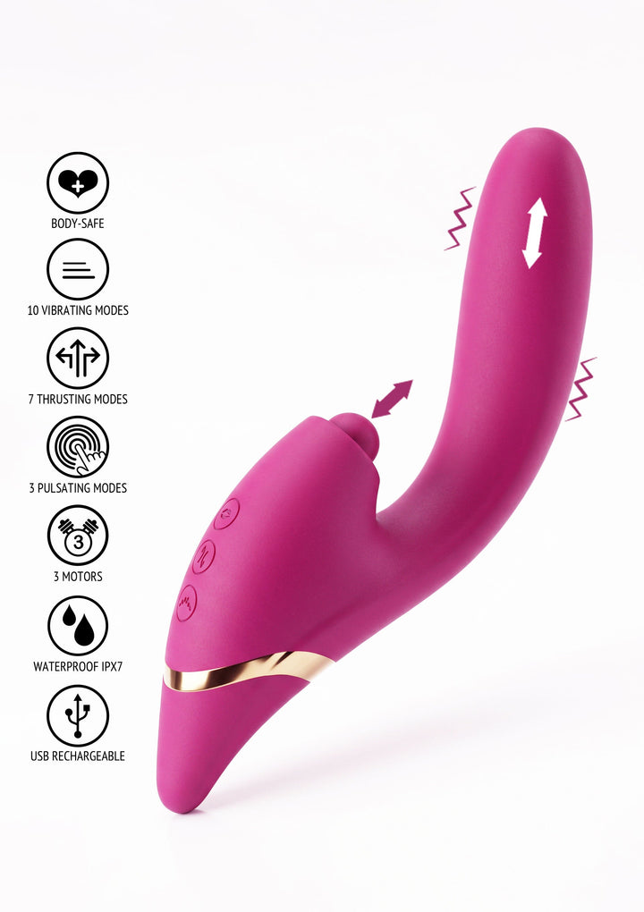 Xocoon Triple Thrill Climaxer Rabbit Vibrator Fuchsia - productfoto 5 | SIN&LACE