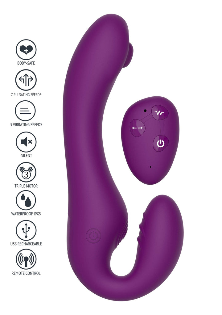 Strapless Strap-On Pulse Vibrator - Paars - afbeelding 5