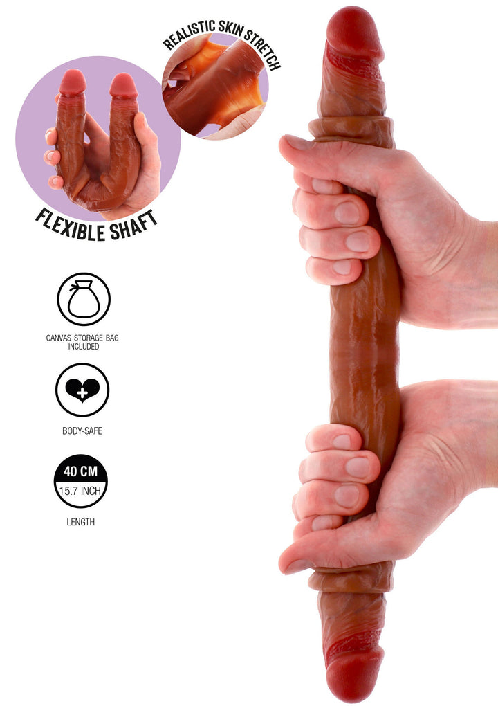 Foreskin Double Dong Silicone 40 cm - Caramel - afbeelding 8