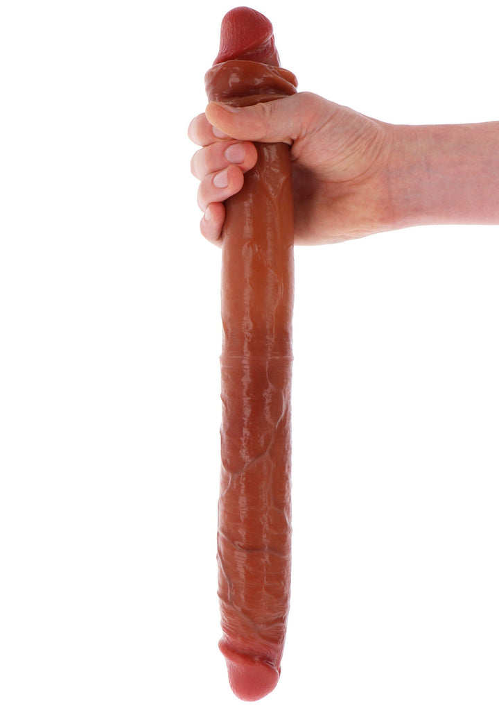 Foreskin Double Dong Silicone 46 cm - Caramel - afbeelding 6
