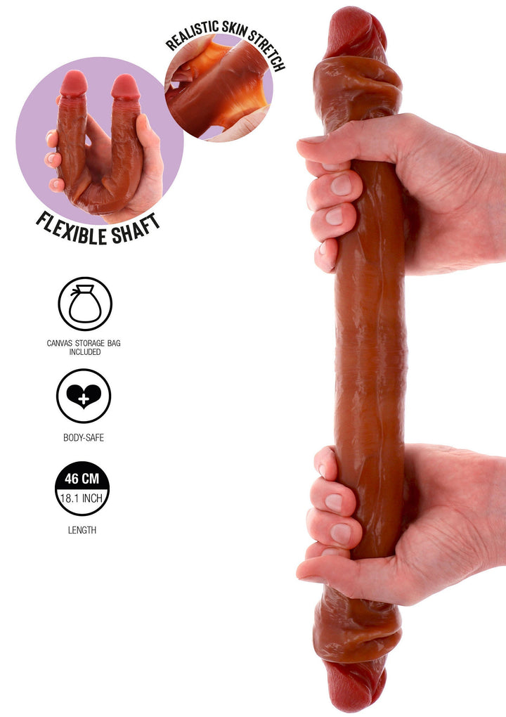 Foreskin Double Dong Silicone 46 cm - Caramel - afbeelding 8