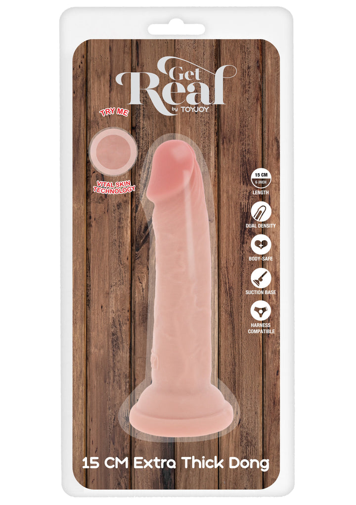 Deluxe Dual Density Thick Dong TPE 15 cm - Huidskleur - afbeelding 3
