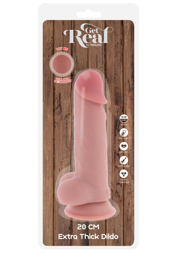 Deluxe Dual Density Thick Dildo TPE 20 cm - Huidskleur - afbeelding 3
