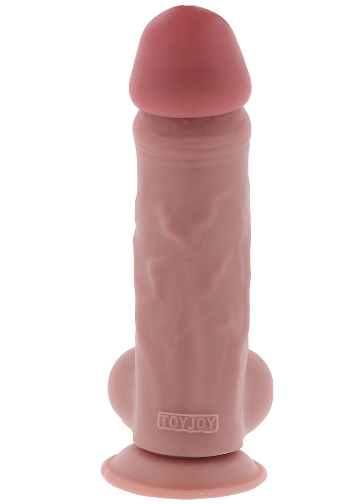 Deluxe Dual Density Thick Dildo TPE 23 cm - Huidskleur - afbeelding 6
