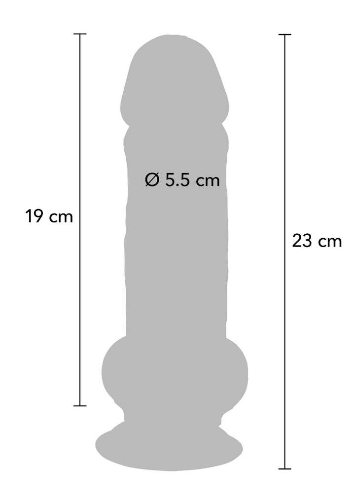 Deluxe Dual Density Thick Dildo TPE 23 cm - Huidskleur - afbeelding 4