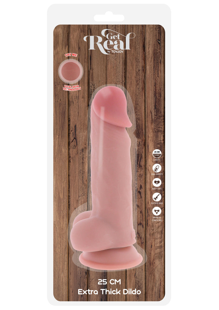 Deluxe Dual Density Thick Dildo TPE 25 cm - Huidskleur - afbeelding 3
