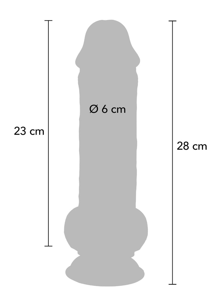 Deluxe Dual Density Thick Dildo TPE 28 cm - Huidskleur - afbeelding 4