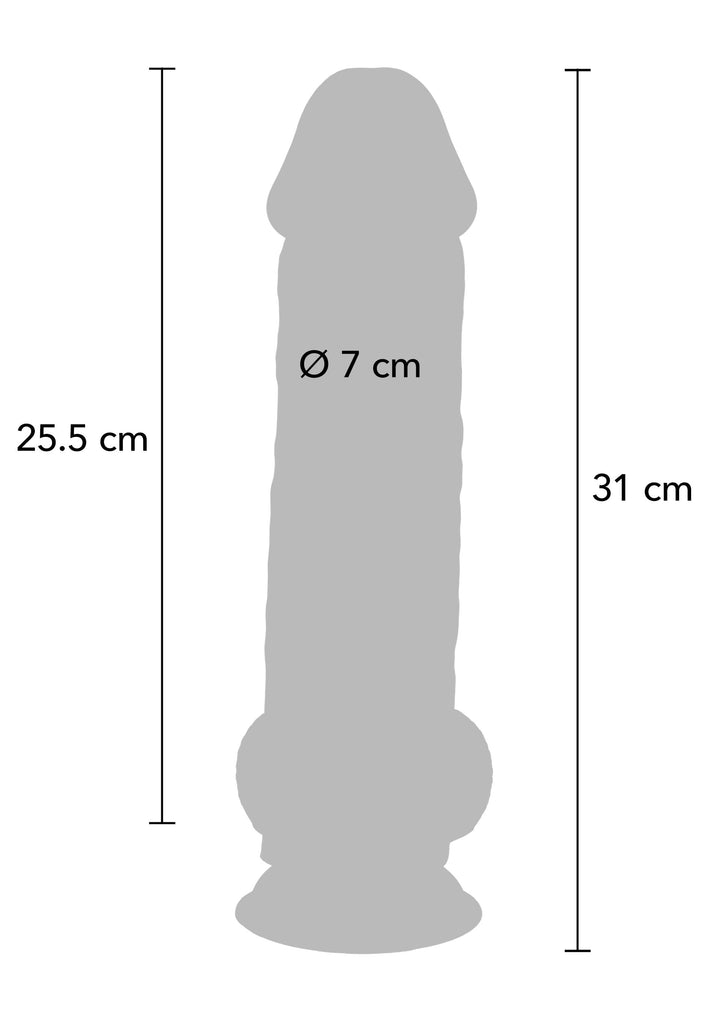 Deluxe Dual Density Thick Dildo TPE 31 cm - Huidskleur - afbeelding 4
