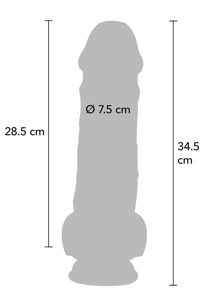 Deluxe Dual Density Thick Dildo TPE 34.5 cm - Huidskleur - afbeelding 4
