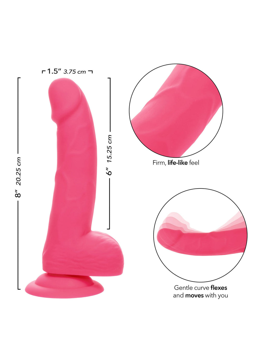 Neon Silicone Studs 6 inch - Roze - afbeelding 3