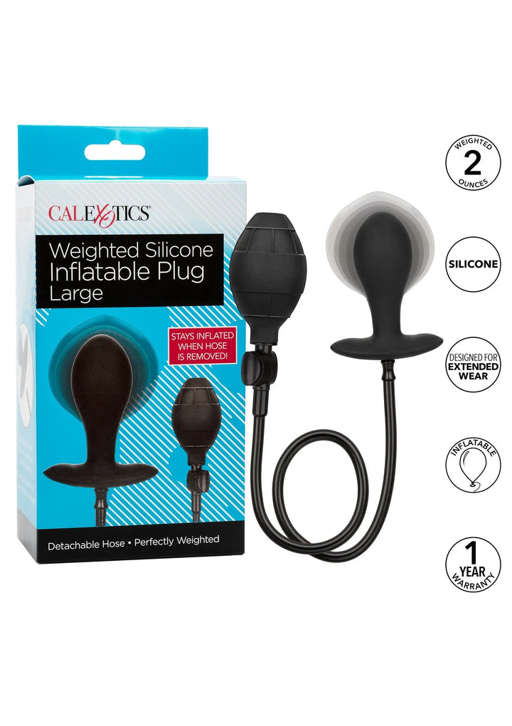 CalExotics Weighted Silicone opblaasbare Buttplug Large | Opblaasbare Buttplug - CalExotics | SIN&LACE
