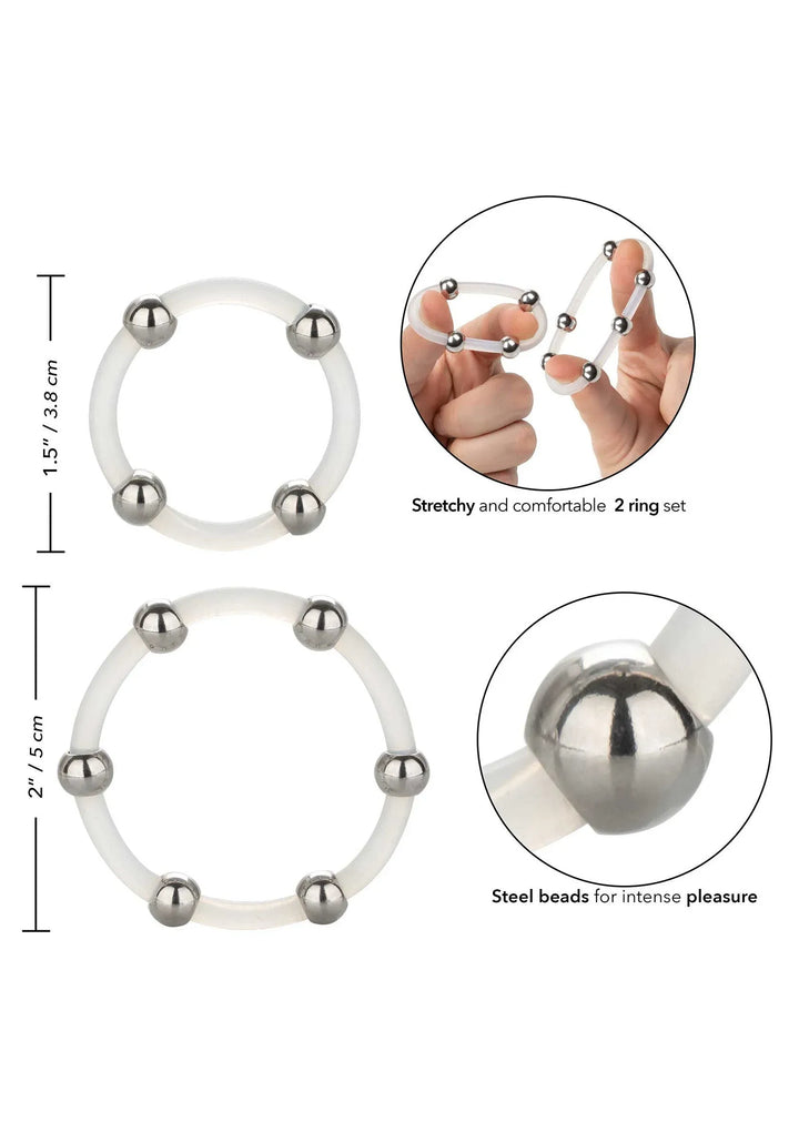 Steel Beaded Silicone Cockring set | Cockring - CalExotics | SIN&LACE