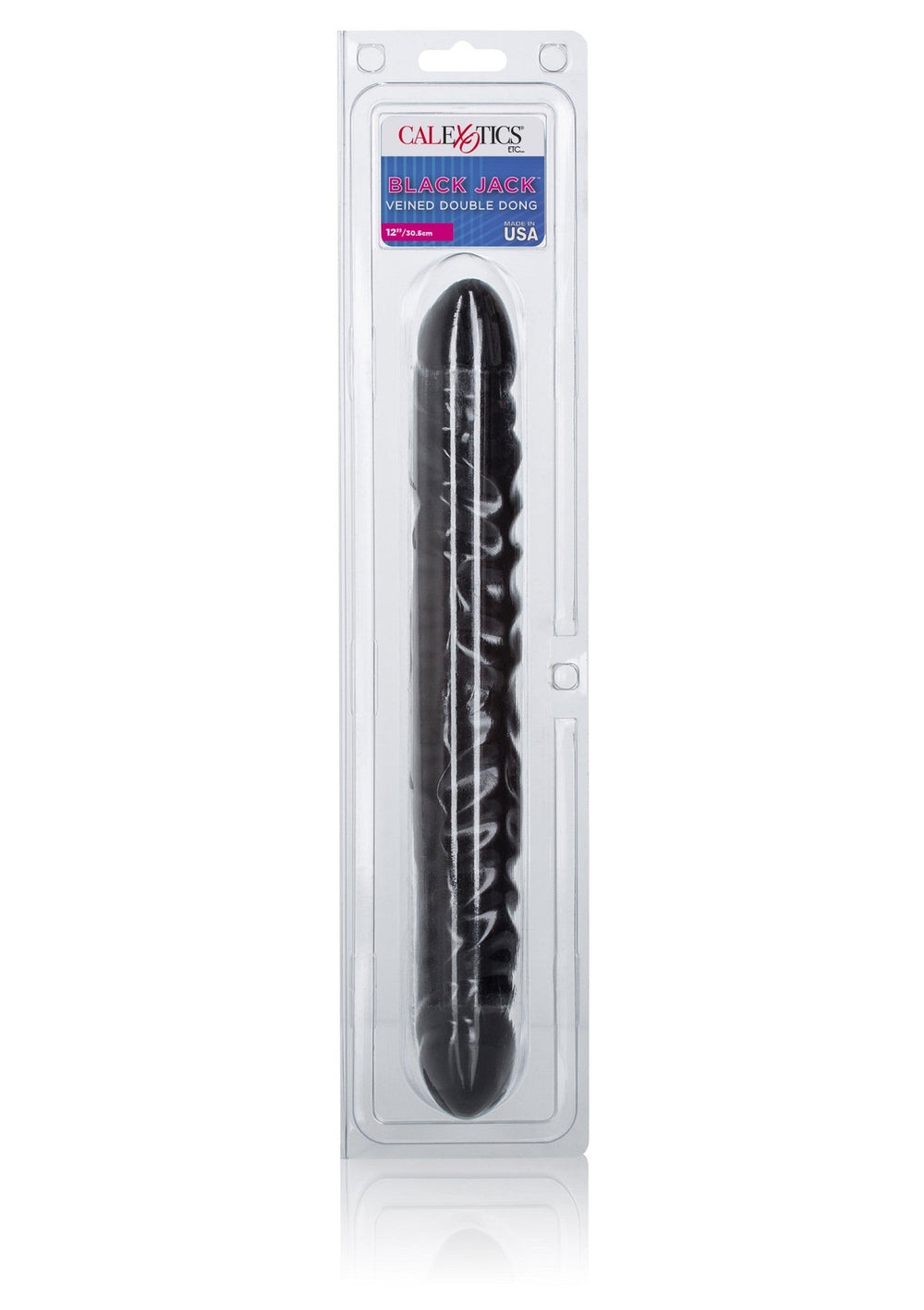 Veined Double Dong 12 inch - Zwart - afbeelding 2