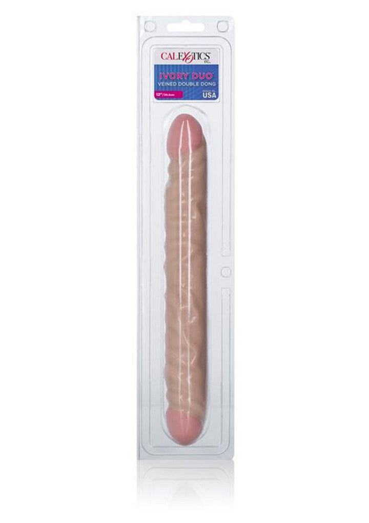 Veined Double Dong 12 inch - Huidskleur - afbeelding 4