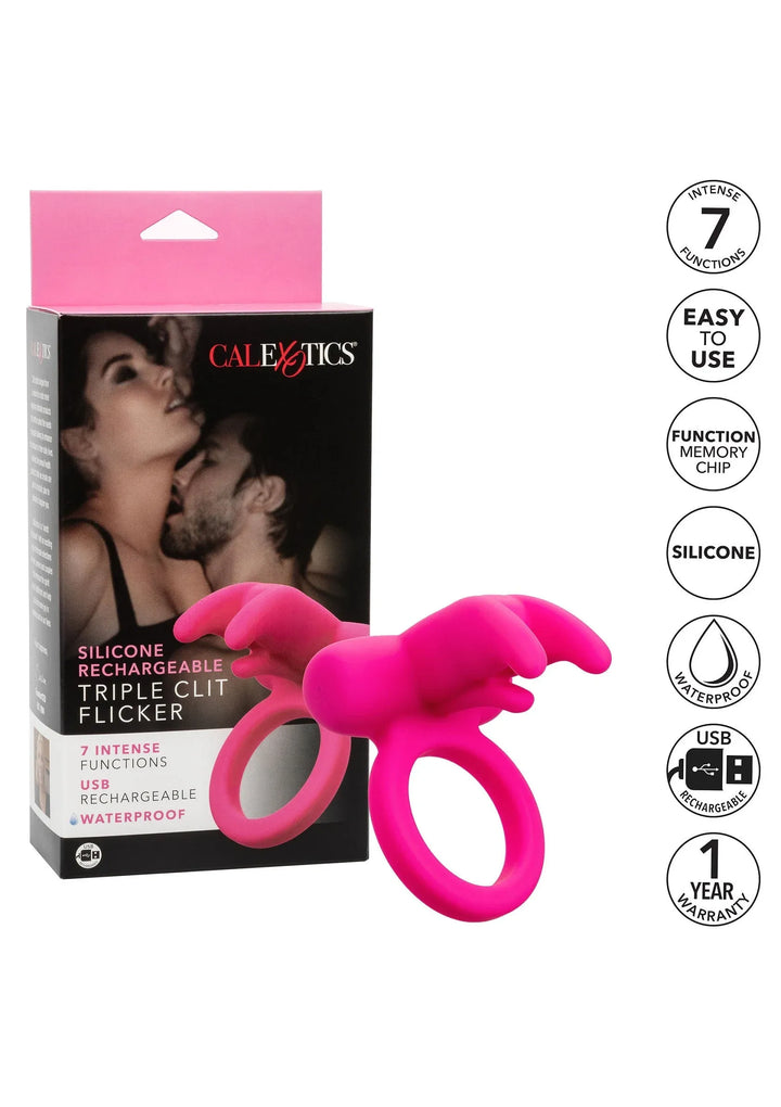 Drievoudige Clit Flicker Recharge Cockring | Cockring - CalExotics | SIN&LACE