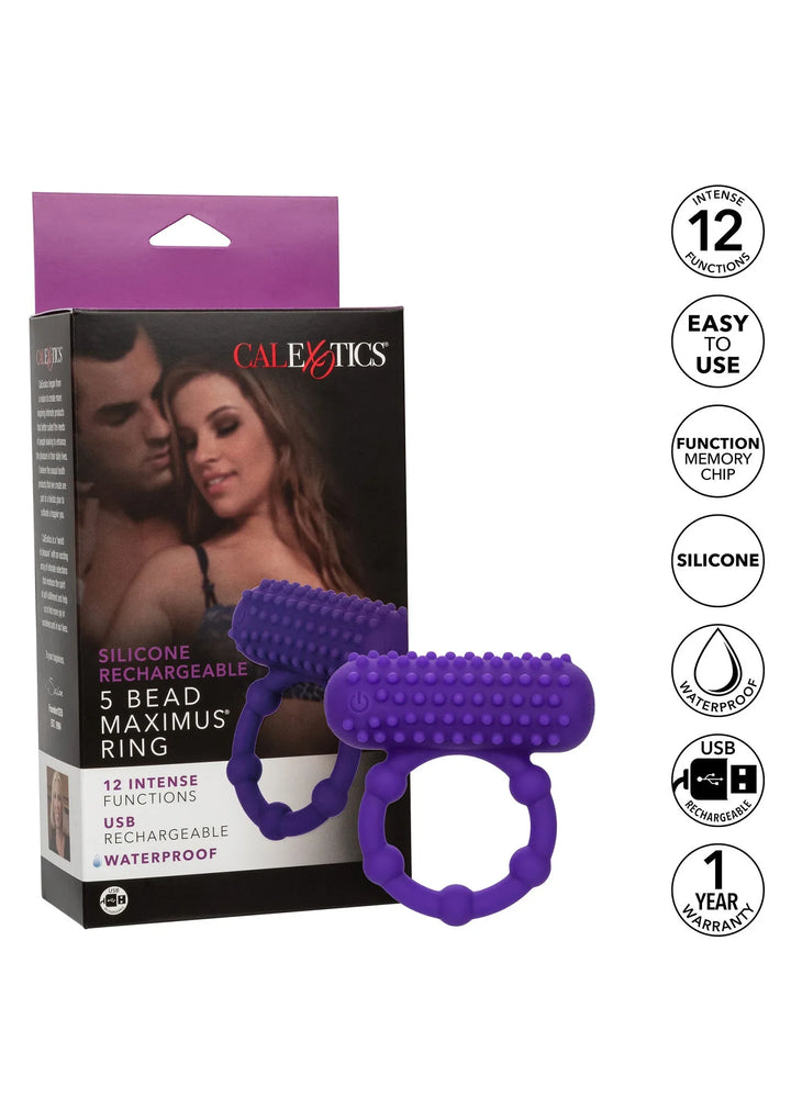 5 Bead Maximus Cockring - Blauw | Cockring - CalExotics | SIN&LACE