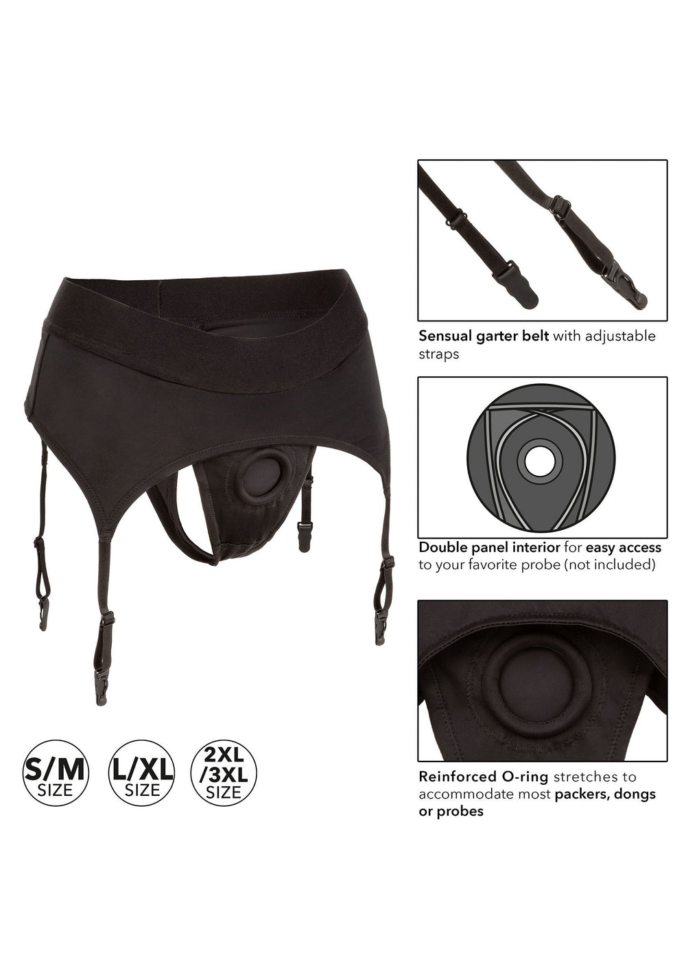 Boundless Thong with Garter - Zwart - afbeelding 3