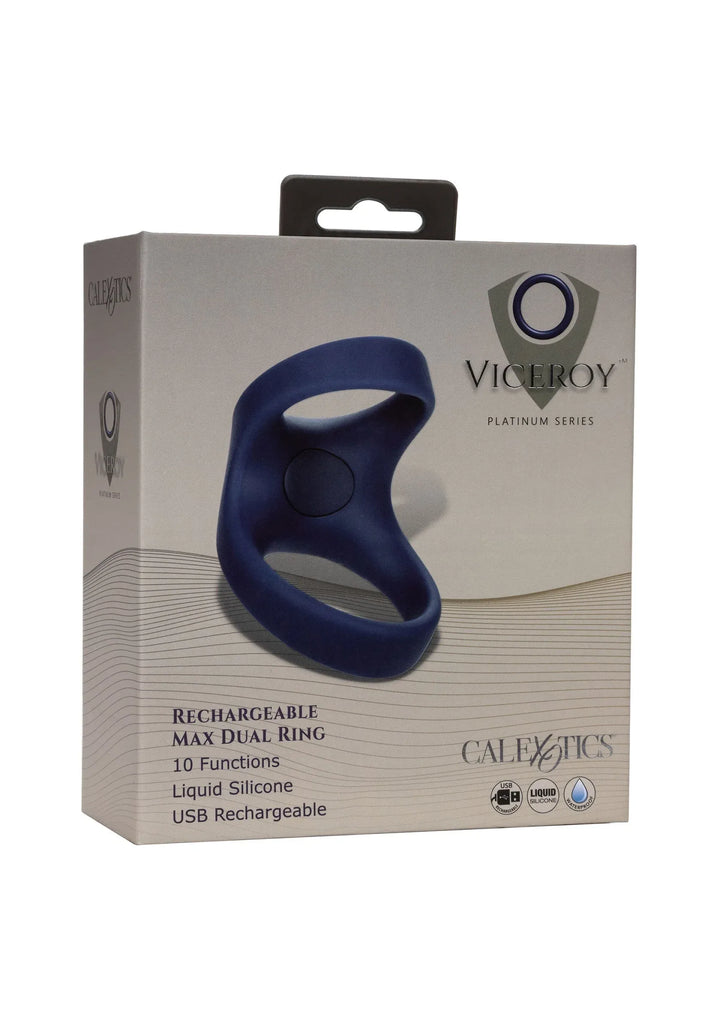 Viceroy Oplaadbare Max Dubbele Cockring - Blauw | Cockring - CalExotics | SIN&LACE