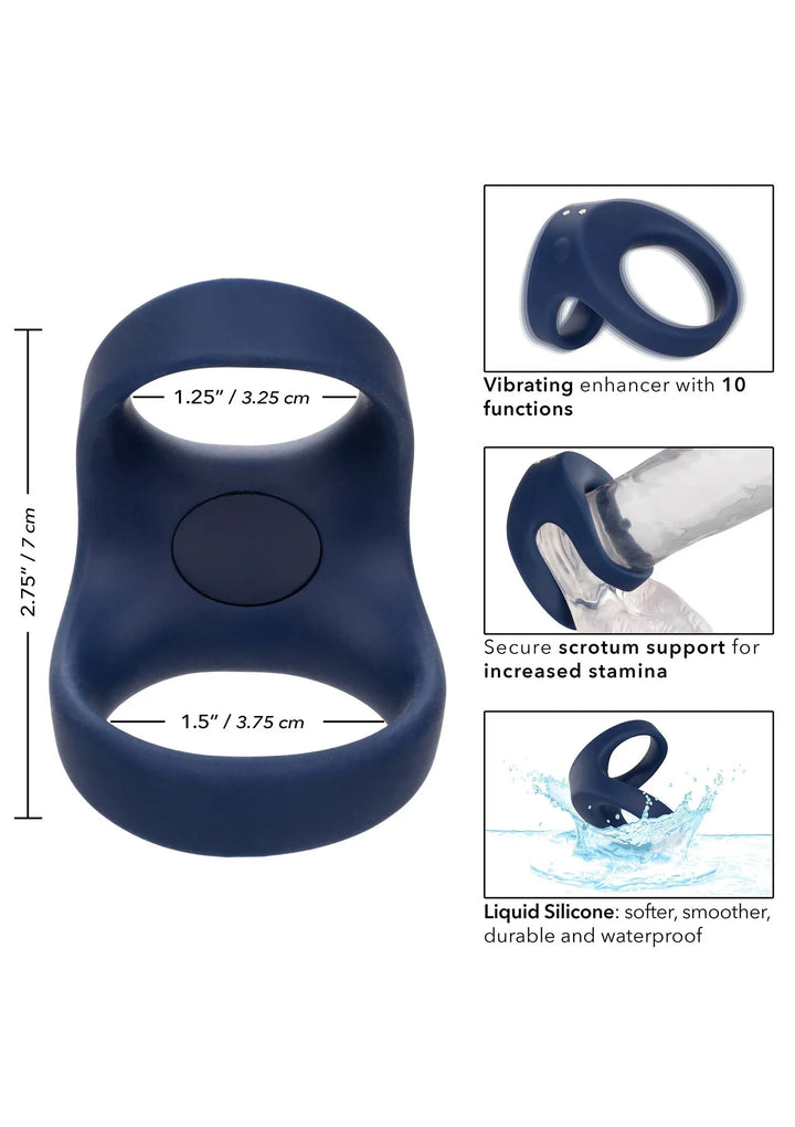 Viceroy Oplaadbare Max Dubbele Cockring - Blauw | Cockring - CalExotics | SIN&LACE