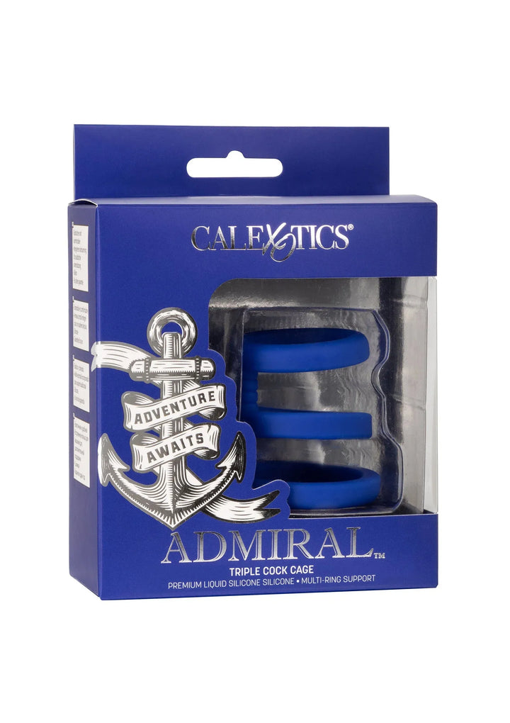 Admiral Triple Cock Cage - Blauw | Cockring - CalExotics | SIN&LACE