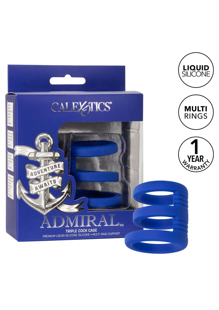 Admiral Triple Cock Cage - Blauw | Cockring - CalExotics | SIN&LACE