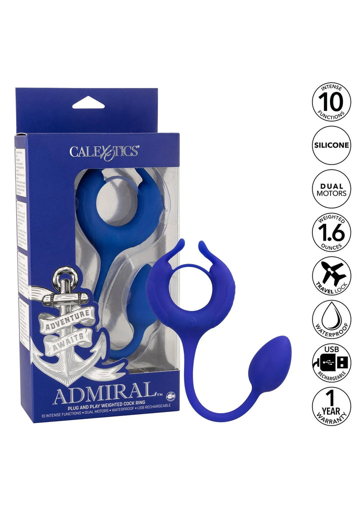 Admiral Verzwaarde Cockring - Blauw | Cockring - CalExotics | SIN&LACE