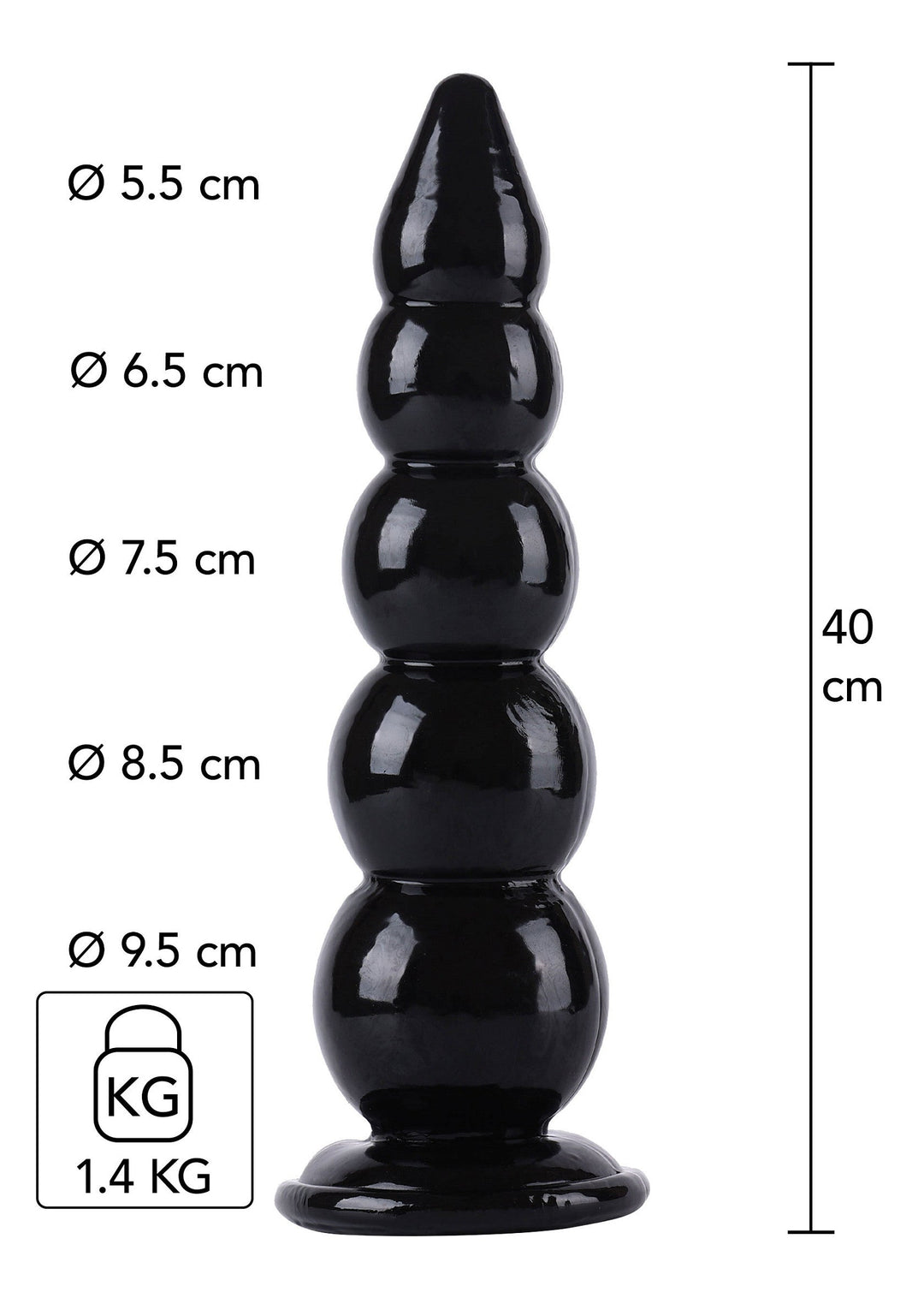 Hidden Desire Buttplug Balls 40 cm - Zwart