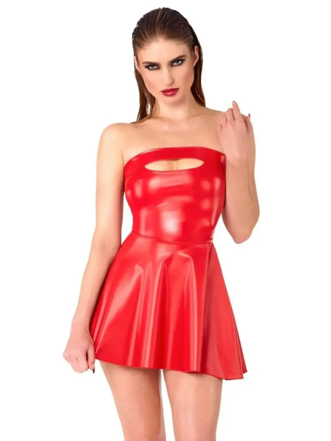 Noir Handmade Wetlook Mini Jurk Rood | Jurk - Noir Handmade | SIN&LACE