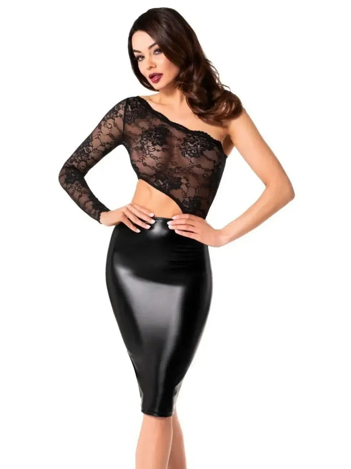 Noir Handmade Powerwetlook Kanten Top | Jurk - Noir Handmade | SIN&LACE