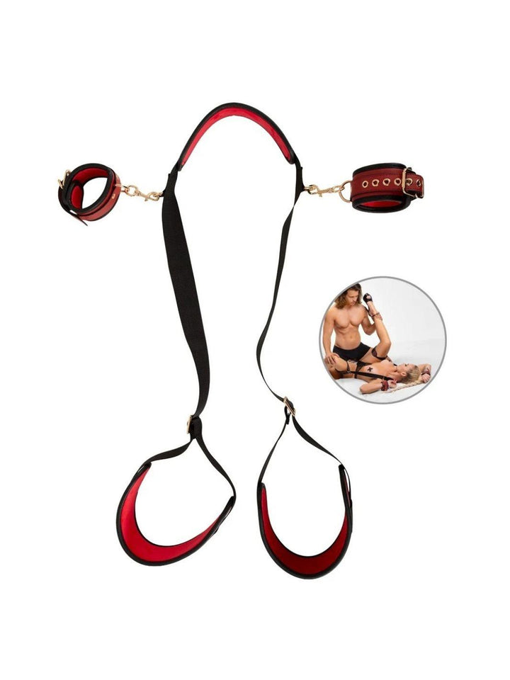 Bad Kitty nek/dij boeienset zwart/rood | Boeien - Bad Kitty | SIN&LACE