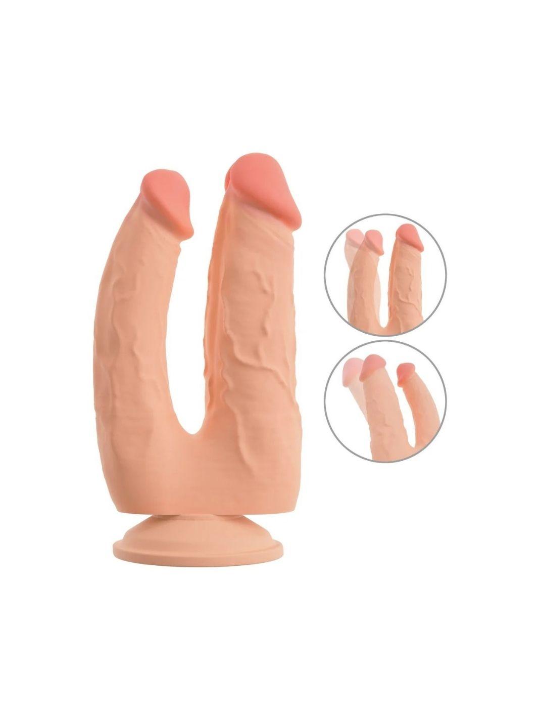 Nature Skin buigbare dubbele penetrator licht huidskleurig | dubbele dildo - Nature Skin | SIN&LACE