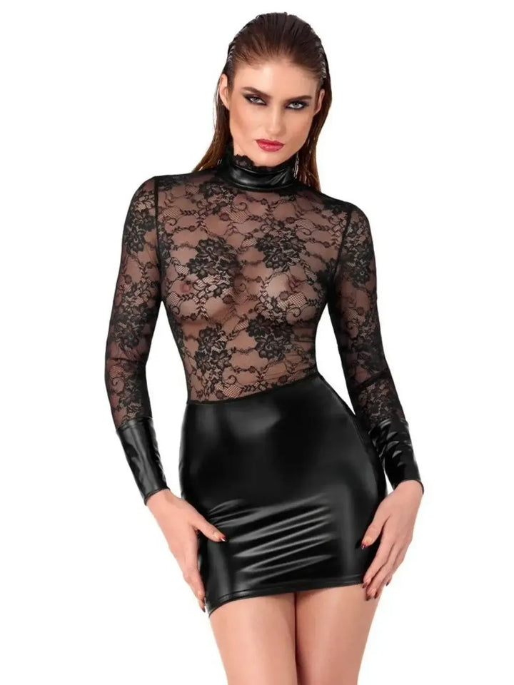 Noir Handmade Sexy Wetlook Cocktail Jurk | Jurk - Noir Handmade | SIN&LACE