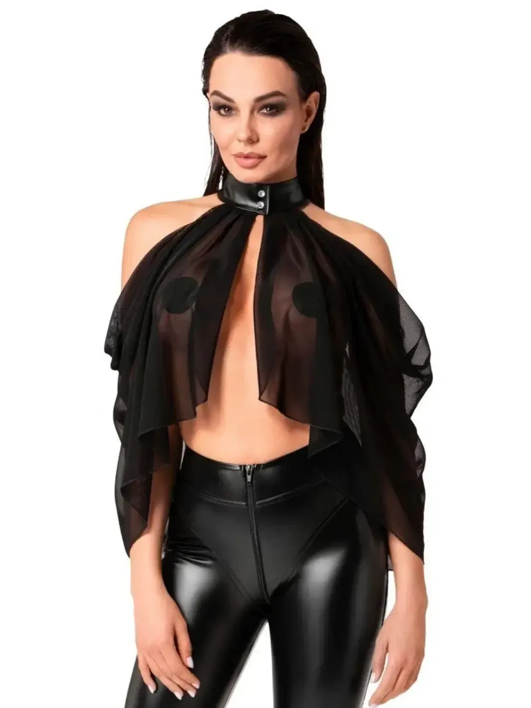 Noir Tulle Bolero met Powerwetlook Zwart | Clubwear - Noir Handmade | SIN&LACE