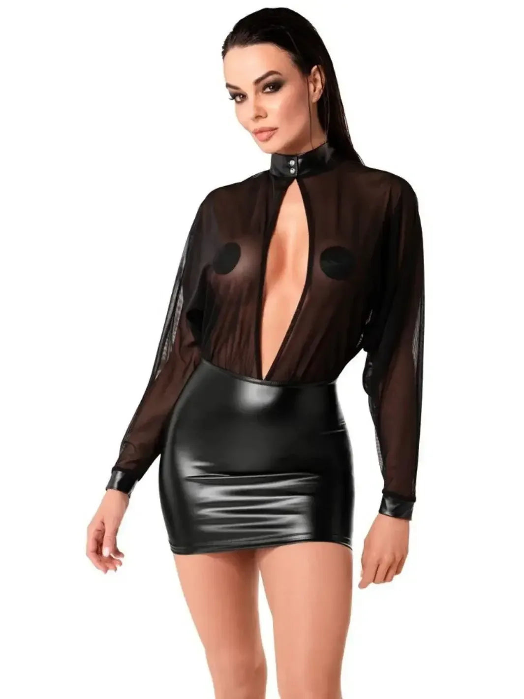 Noir Handmade Transparante Wetlook Jurk | Jurk - Noir Handmade | SIN&LACE