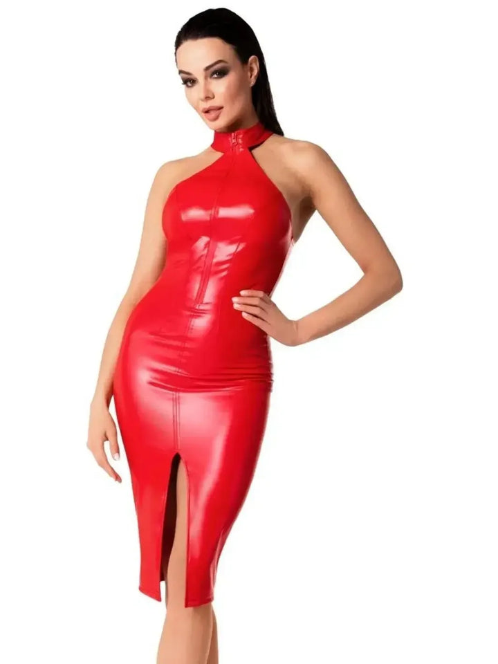 Noir Handmade Rode Wetlook Jurk | Jurk - Noir Handmade | SIN&LACE