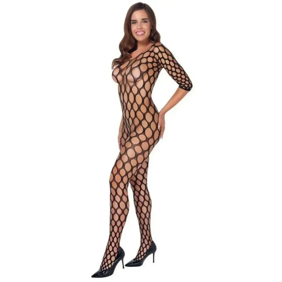 Zwarte bodystocking met open kruis | Body - Cottelli Fantasy | SIN&LACE